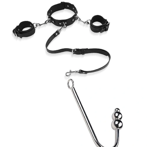 Hook with Beaded Anal Cuffs Collar Elegant 5334 and 0716